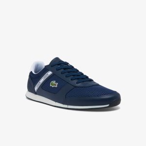 Lacoste Menerva Deporte Cuero Azules Blancas | 6823-KGSYI