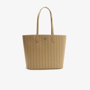 Lacoste Monogram Print Tote Beige | 5630-BHWVE