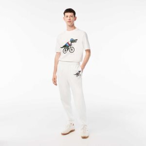 Lacoste Netflix Croc Print Pista Blancas | 8736-CJEDY