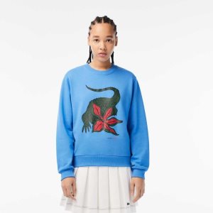 Lacoste Netflix Loose Fit Organic Algodon Fleece Azules | 7801-OWNAP