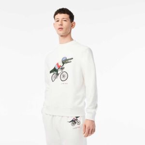 Lacoste Netflix Organic Algodon Fleece Print Blancas | 7253-GYMXP