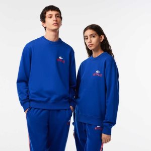 Lacoste Netflix Round Neck Print Back Azules | 7468-YEHXQ