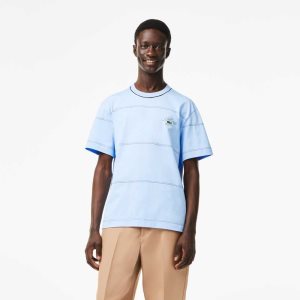 Lacoste Organic Algodon Jersey Stripe Azules | 7983-RKBTE