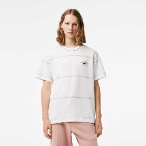 Lacoste Organic Algodon Jersey Stripe Blancas | 0752-PJOTV