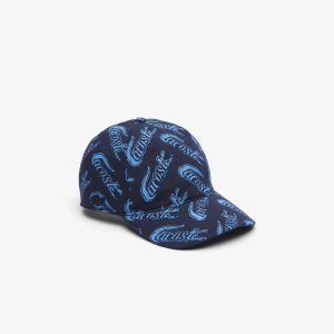 Lacoste Organic Algodon Vintage Print Azul Marino Azules Azules | 2651-JEPDX