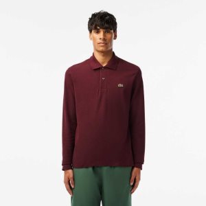 Lacoste Original L.12.12 Long Sleeve Heathered Algodon Burdeos | 9682-TENJQ