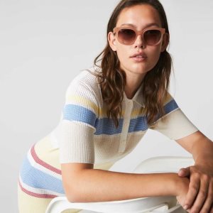 Lacoste Oval Acetate Croco Skin Rosas | 6387-JDKHL