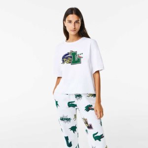 Lacoste Oversized Organic Algodon T-Shirt Blancas | 4638-JKBEH