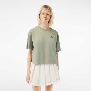 Lacoste Oversized Organic Algodon T-Shirt Verde Claro | 5761-PXAWO