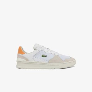 Lacoste Perf-Shot Gamuza Blancas Naranjas | 3185-UEAMH