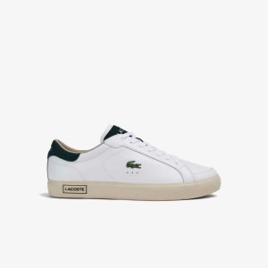 Lacoste Powercourt Cuero Color-Pop Blancas Verde Oscuro | 1803-BZSRM