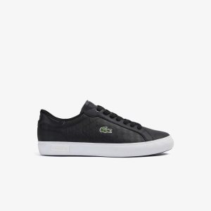 Lacoste Powercourt Cuero Negras Blancas | 3825-LSVNX