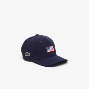 Lacoste Presidents Cup SPORT American Flag Adjustable Azul Marino Azules | 6098-MHCXI