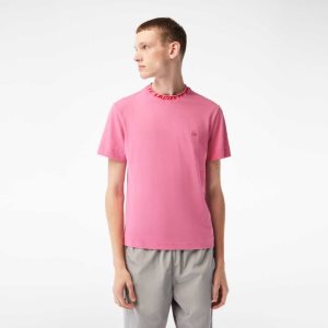 Lacoste Regular Fit Branded Collar Rosas | 3608-YSKUN