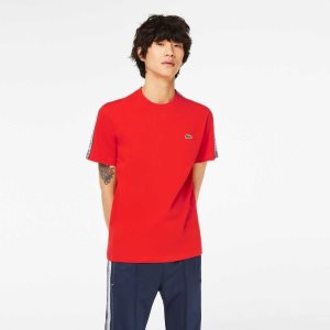 Lacoste Regular Fit Logo Stripe Rojas | 5416-BTNYL