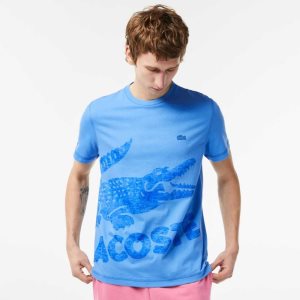 Lacoste Regular Fit Organic Algodon Jersey Azules | 6893-GEFLN