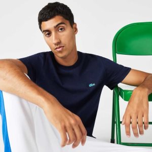 Lacoste Regular Fit Speckled Print Algodon Jersey Azul Marino Azules | 7163-XLOVJ