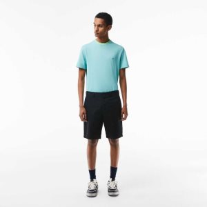 Lacoste Regular Fit Stretch Organic Algodon Bermuda Negras | 0789-OCRTD