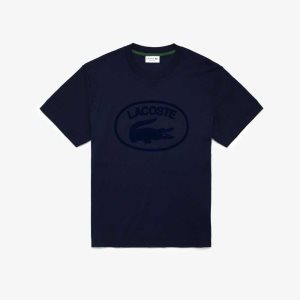 Lacoste Relaxed Fit Branded Algodon Azul Marino Azules | 8416-OPVEL