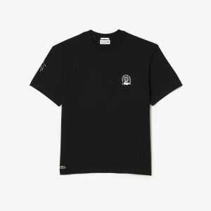 Lacoste Relaxed Fit Organic Algodon Jersey Negras | 2850-SECJZ