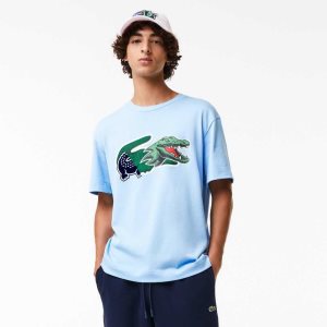 Lacoste Relaxed Fit Oversized Crocodile Azules | 8735-NKHSB