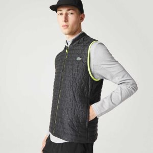 Lacoste SPORT Acolchado Reversible Vest Amarillo Negras | 0263-ZVLCI