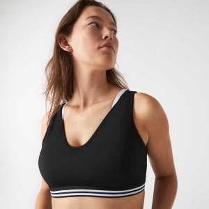 Lacoste SPORT Contrast Accents Sports Bra Negras Blancas Negras | 6597-VDYZF