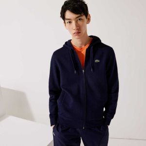 Lacoste SPORT Ligeros Bi-material Hoodie Azul Marino Azules | 2064-LNRHD