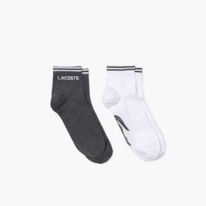 Lacoste SPORT Low-Cut Algodon Sock Two-Pack Gris Blancas | 5209-AFBCE