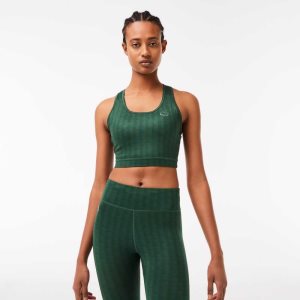 Lacoste SPORT Printed Sports Bra Verde | 0584-FHSNL