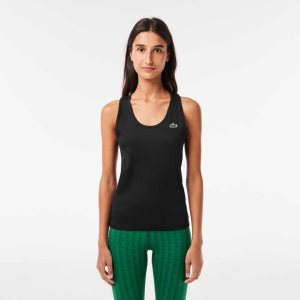 Lacoste SPORT Slim Fit Acanalado Tank Negras | 7839-KYUZT