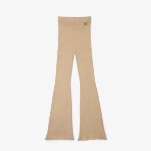 Lacoste Seamless Acanalado Knit Leggings Beige | 0978-YAJUL