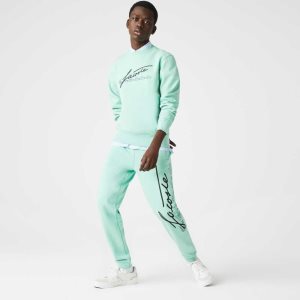 Lacoste Signature And Crocodile Print Algodon Fleece Jogging Verde | 7284-XKICU