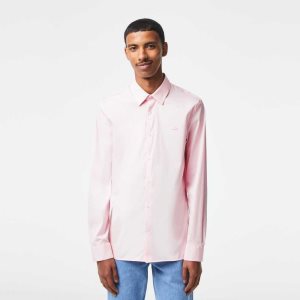 Lacoste Slim Fit French Collar Algodon Poplin Rosas Claro | 7950-EPROI