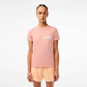 Lacoste Slim Fit Organic Algodon Jersey T-Shirt Rosas Claro | 5928-YEISQ