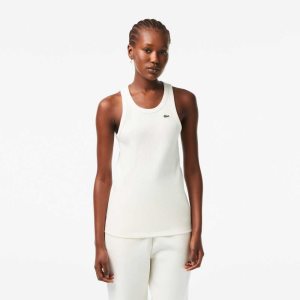 Lacoste Slim Fit Organic Algodon Tank Blancas | 7382-CGFNZ