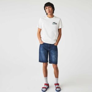 Lacoste Slim Fit Stretch Algodon Denim Bermuda Azules | 0417-TUXYN