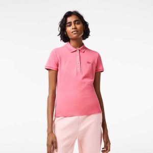 Lacoste Slim Fit Stretch Algodon Pique Rosas | 7685-DSEUM