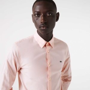 Lacoste Slim Fit Stretch Algodon Poplin Rosas Claro | 1296-OVWFI