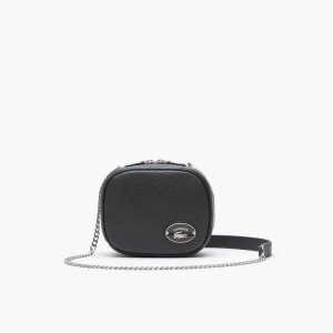 Lacoste Small Grained Cuero Crossover Negras | 9407-DXTKE