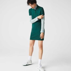 Lacoste Stretch Algodon Pique Polo Verde | 0489-FKAOL