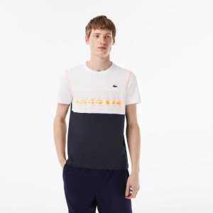 Lacoste Tenis x Daniil Medvedev Jersey Blancas Azules Naranjas | 3506-VJUFR