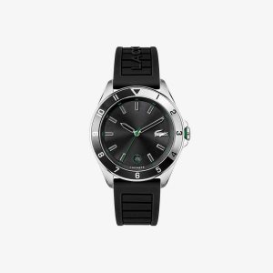 Lacoste Tiebreaker 3 Hands Black Silicona Negras | 3920-LWSKF