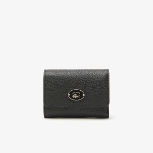 Lacoste Top Grain Cuero Flap Close Wallet Negras | 8375-QOGUB