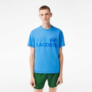 Lacoste Vintage Print Organic Algodon Azules | 9341-EJZKO