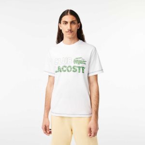 Lacoste Vintage Print Organic Algodon Blancas | 6570-PFYHI