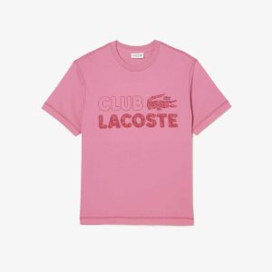 Lacoste Vintage Print Organic Algodon Rosas | 3781-IGBYA