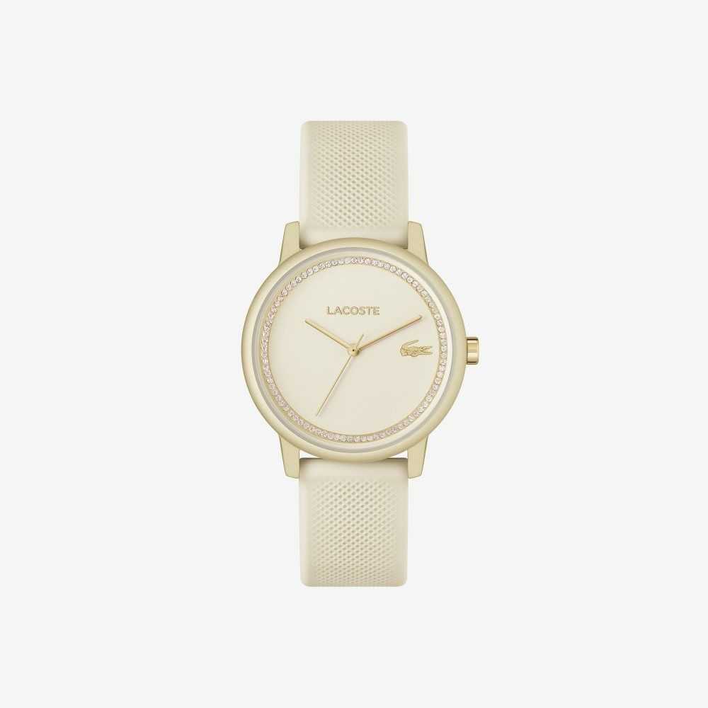 Lacoste 12.12 Go 3 Hands Champagne Silicona Doradas | 3297-GDKWR