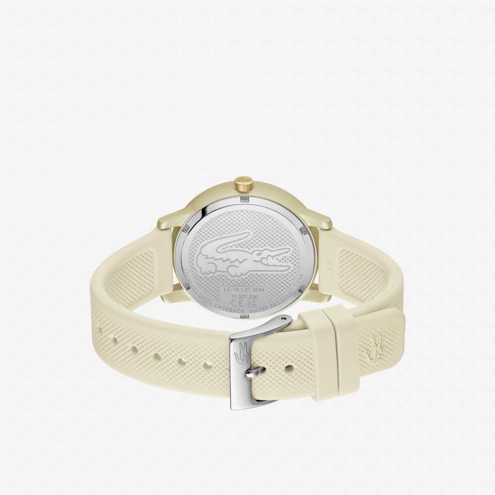 Lacoste 12.12 Go 3 Hands Champagne Silicona Doradas | 3297-GDKWR