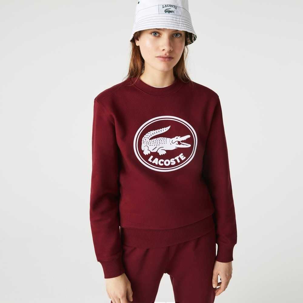 Lacoste 3D Logo Organic Algodon Fleece Burdeos | 8142-GBXMH